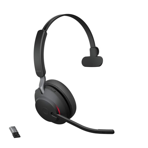Jabra Evolve2 65 Wireless PC Headset – Noise Cancelling UC Certified Mono Headphones With Long-Lasting Battery – USB-A Bluetooth Adapter – Black #1
