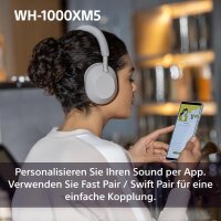 Sony WH-1000XM5 kabellose Bluetooth Noise-Cancelling Kopfhörer 30h Akku Silber