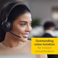 Jabra Evolve2 65 Wireless PC Headset with Charging Stand Noise Cancelling UC Certified Mono Headphones With Long-Lasting Battery – USB-A Bluetooth Adapter – Black #1