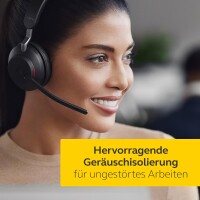 Jabra Evolve2 65 Wireless PC Headset with Charging Stand – Noise Cancelling Microsoft Teams Certified Stereo Headphones with Long-Lasting Battery – USB-A Bluetooth Adapter – Black #1