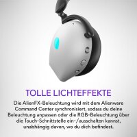 Alienware Tri-Mode Wireless Gaming Headset AW920H (Lunar Light), White, 17.4 cm #1