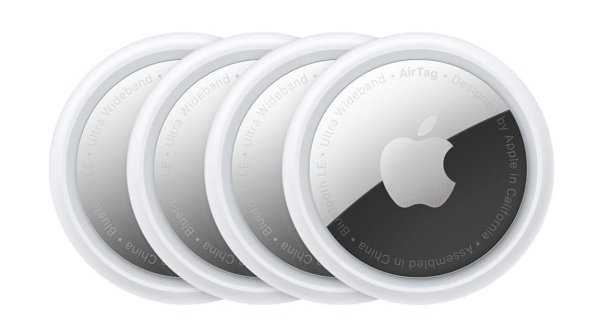Apple AirTag 4er Pack - Schlüssel, Geldbörsen, Gepäck, Rucksäcke Finder mit einfacher iPhone oder iPad Einrichtung und austauschbarer Batterie