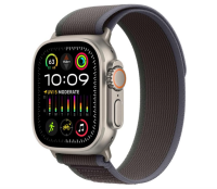 Apple Watch Band Trail Loop 49mm Smartwatch-Armband in Blau/Schwarz, S/M, ultradünn, leicht, weich, elastisch, CO₂ neutral, recyceltes Material
