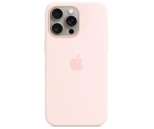 Apple iPhone 15 Pro Max Silikon Case mit MagSafe - Hochwertig, Schutz vor Stürzen, Hellrosa Farbe