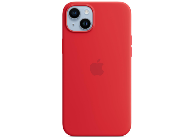 Apple iPhone 14 Plus Silikon Schutzhülle mit MagSafe, Rot, Weiche Außenseite